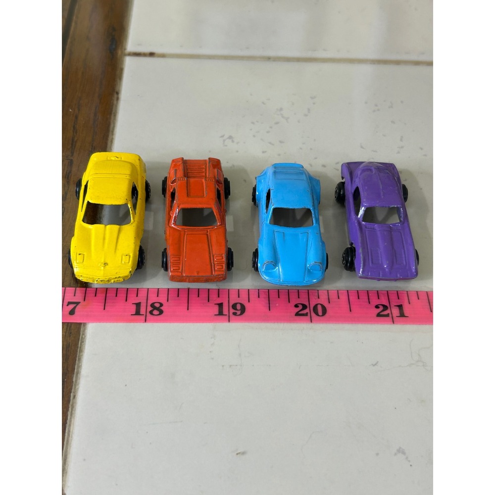 Vintage‎ Diecast Toy Car Lot 4pc Unbranded Metal Sports Cars Yellow Orange Blue